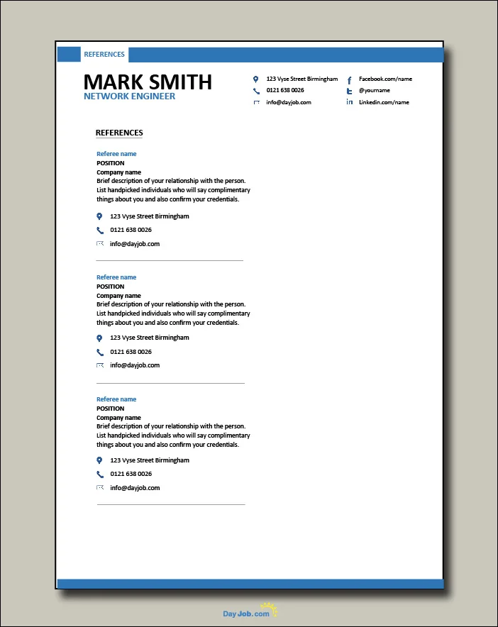 Network Engineer resume 2 - References