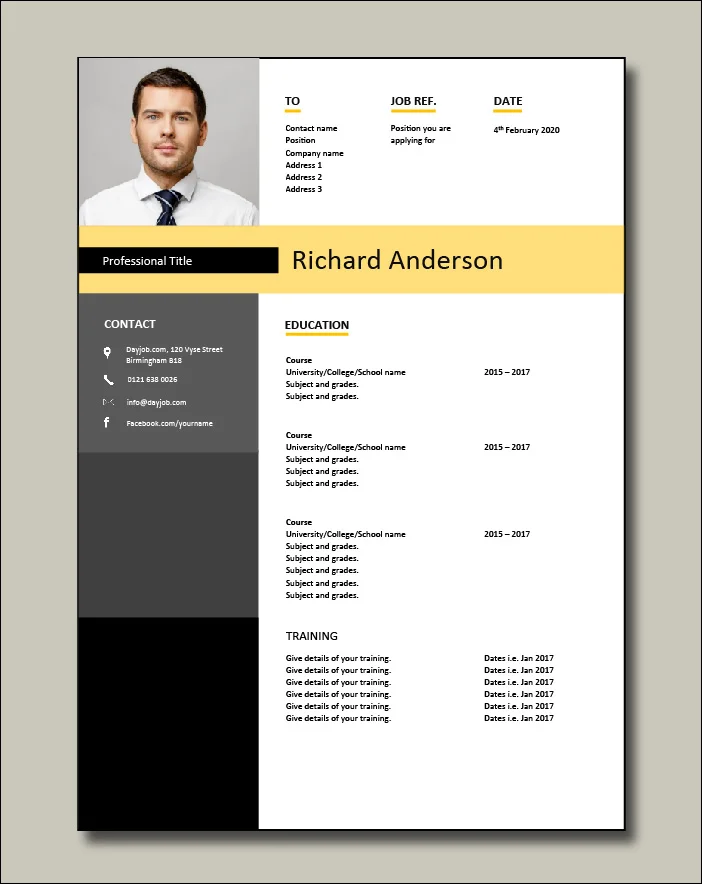 Network Engineer resume template 1 Education