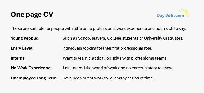 One page CV