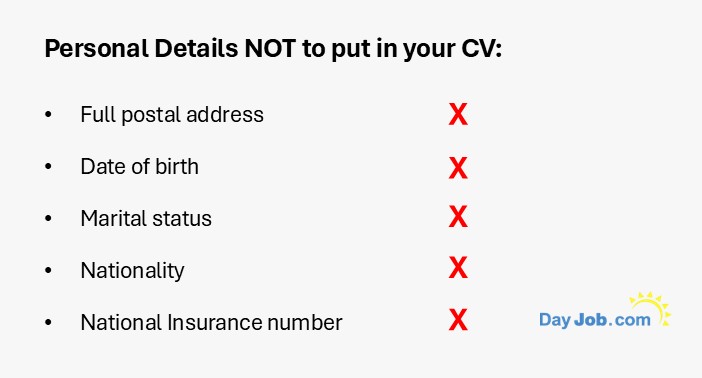Personal Details not to put in your CV