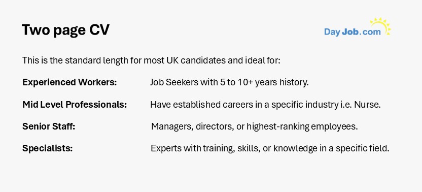 Two page CV
