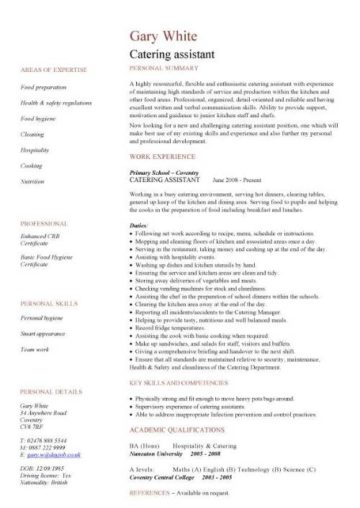 catering assistant CV
