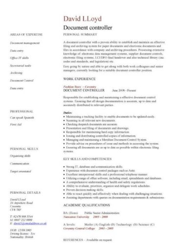 document controller CV template