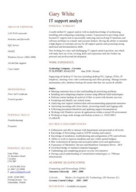 IT support analyst CV template