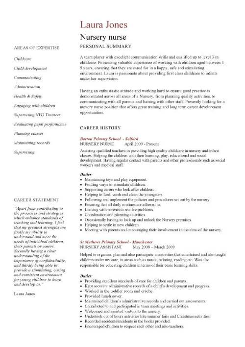 personal statement nursery nurse