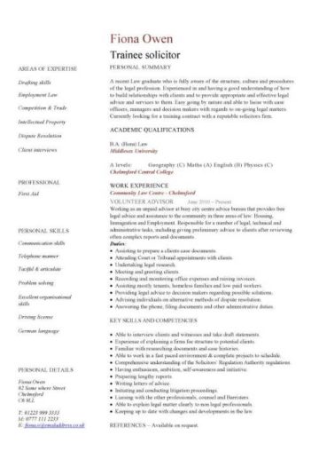 trainee solicitor CV template