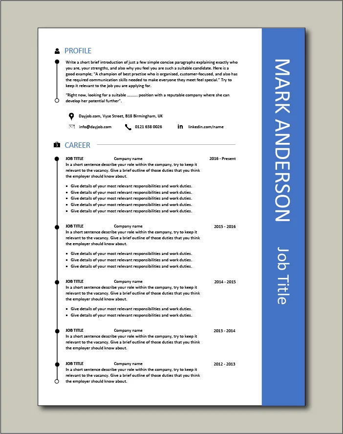 Easy on the eye resume template www.dayjob.com