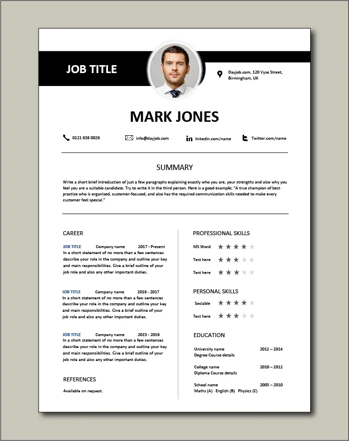 CV template to make a lasting impression