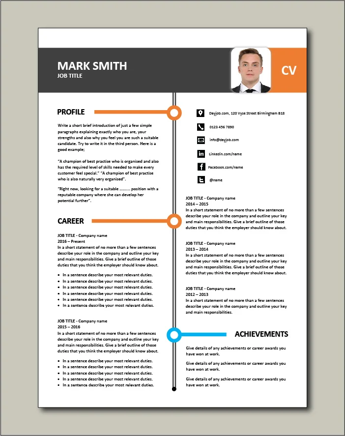 CV template with more space