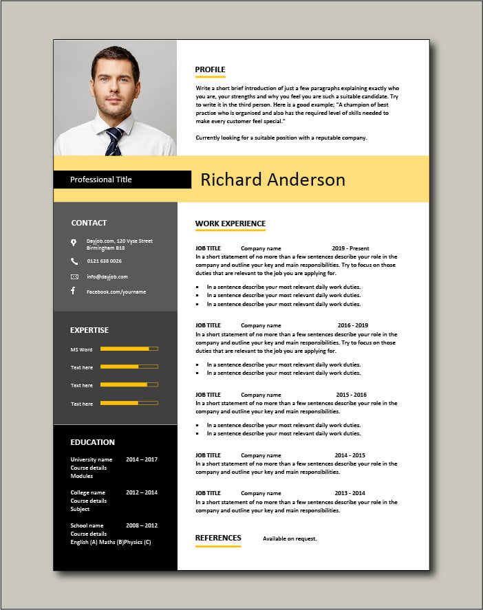 samples of resume for job application