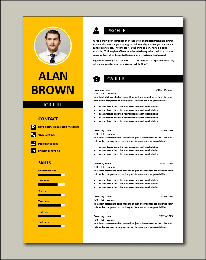 Premium CV template 26 - 2 page version