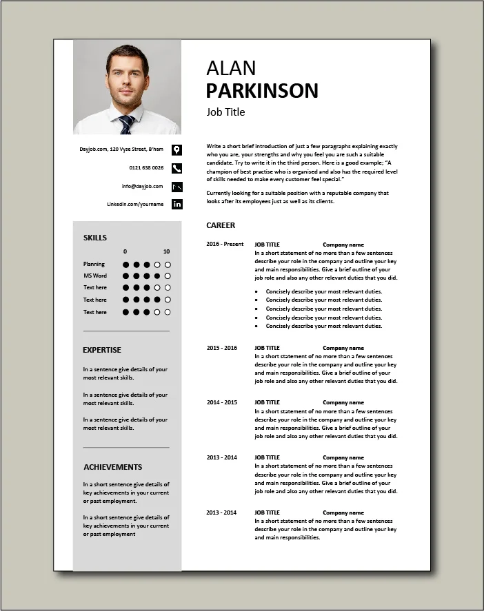 Premium CV template 32 - 2 page version