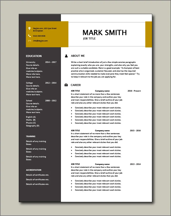 Premium CV template 37 - 2 page version