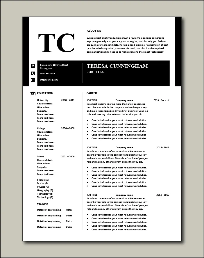 Premium CV template 44 - 2 page version