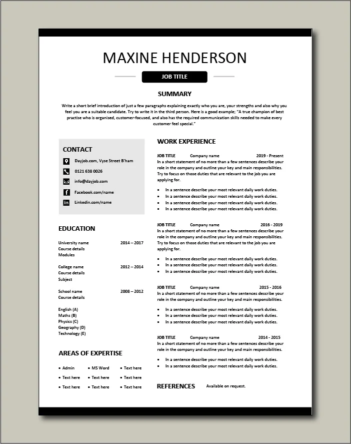 Premium CV template 48 - 1 pager version