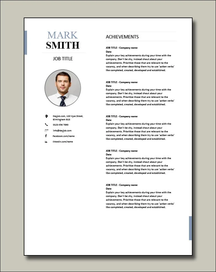 Premium CV template 8 Achievements