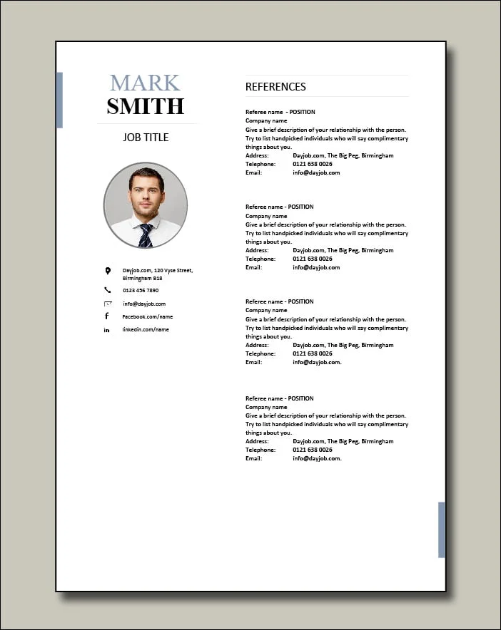Premium CV template 8 References