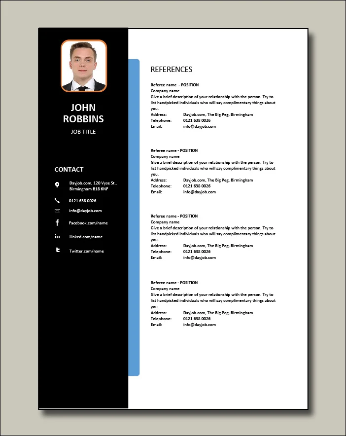 CV template that uses colors to get attention
