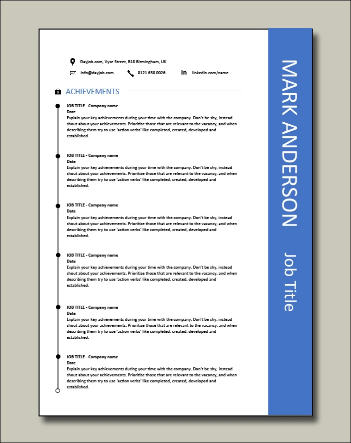 Premium template 17 Achievements