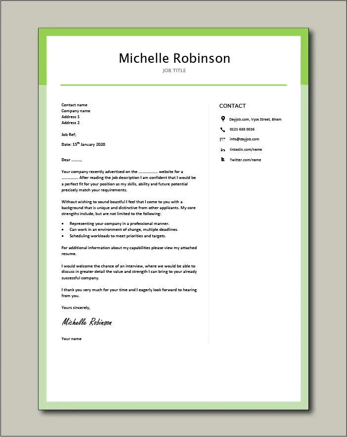 Premium template 29 - cover letter
