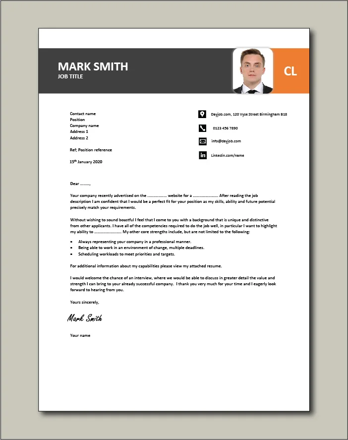 cover letter template with lots of room