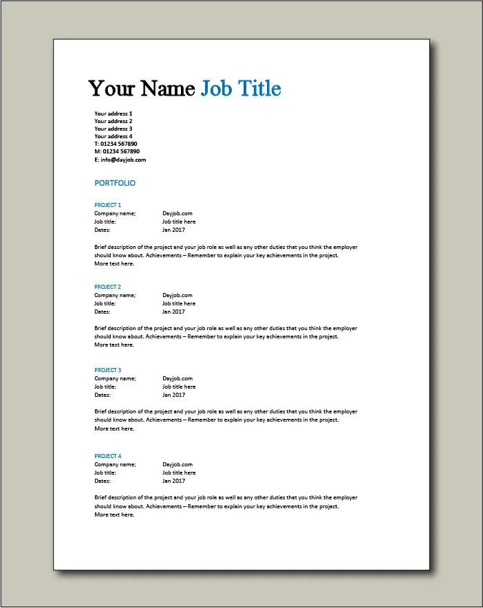 CV template 1 - Portfolio
