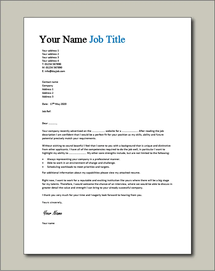 CV template 1 cover letter