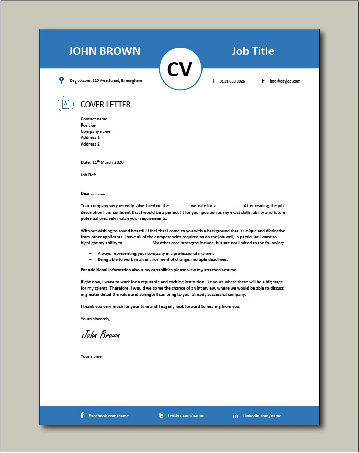 CV template 13 - Cover letter