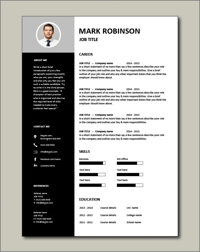 CV template 15 - 1 page