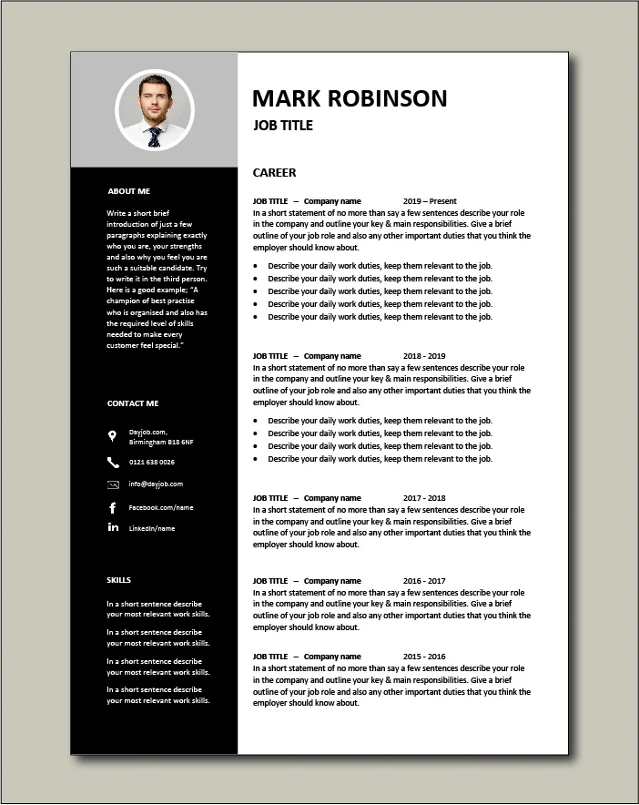 CV template 15 - 2 pages