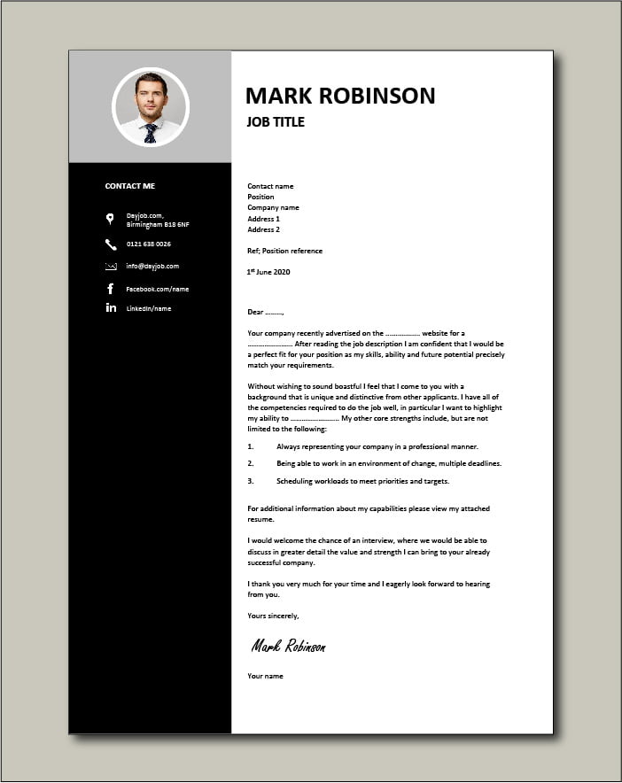 Cover Letter For Cv Template