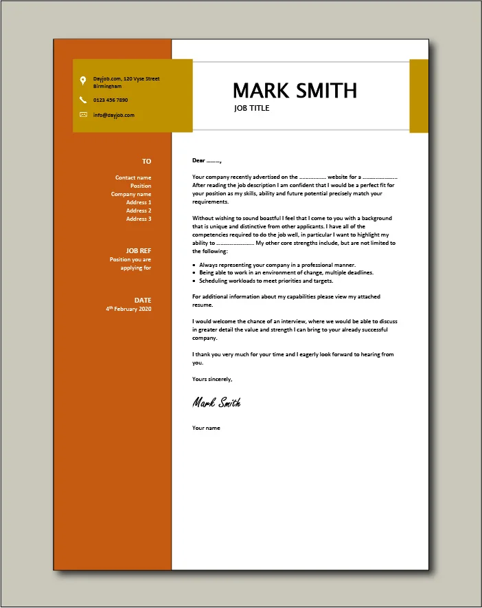 CV template 16 - cover letter