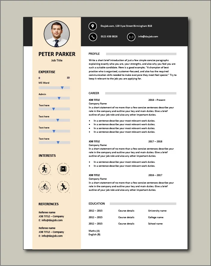 CV template 29 - 1 page