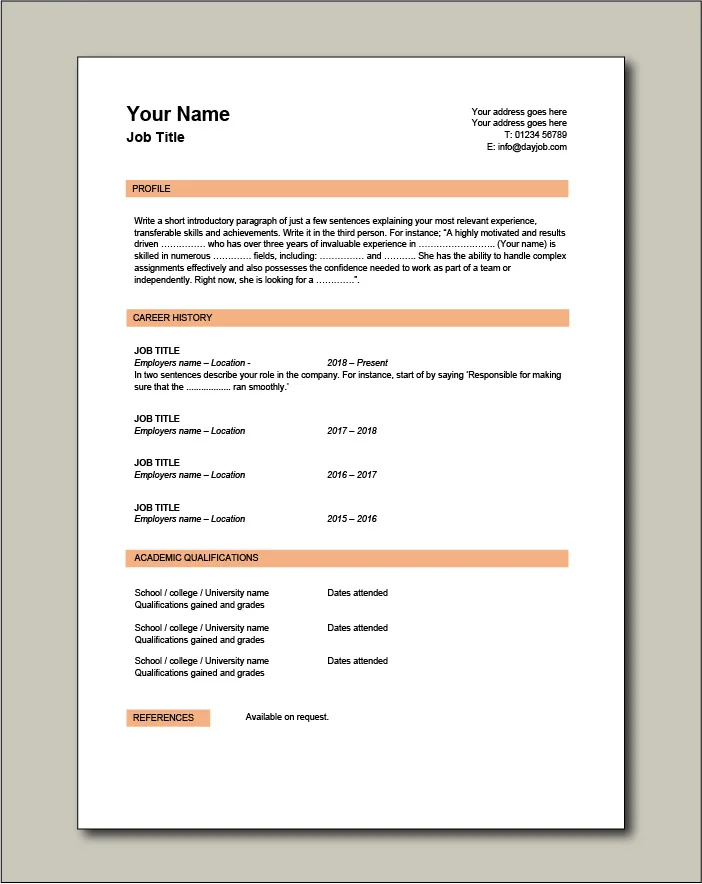 CV template 4 - 1 page