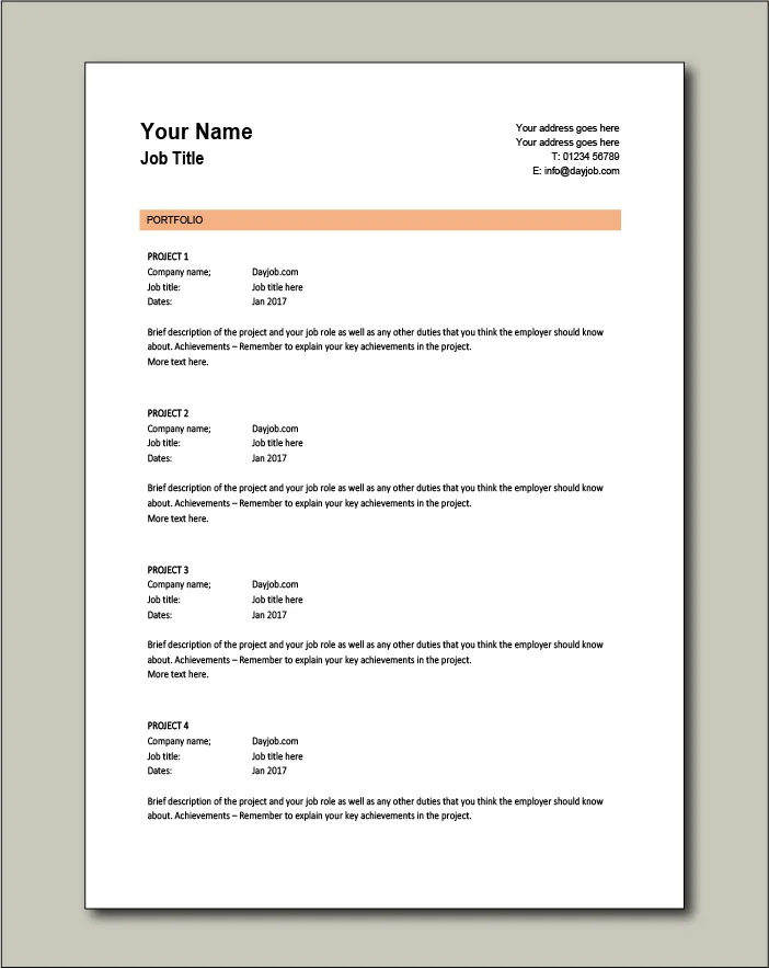 CV template 4 - Portfolio