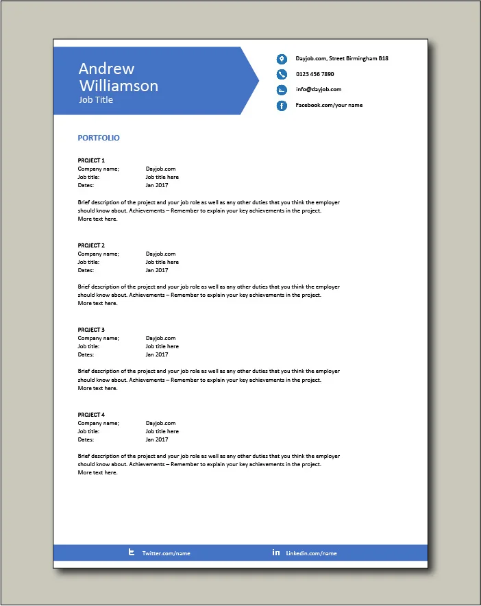 CV template 9 - Portfolio