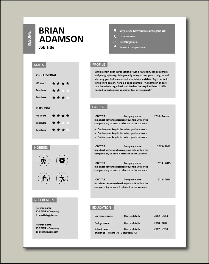 Free CV template 27
