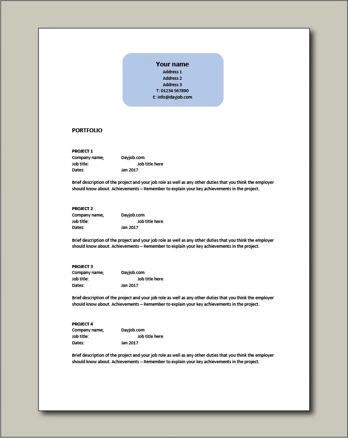 Free CV template 8 - Portfolio