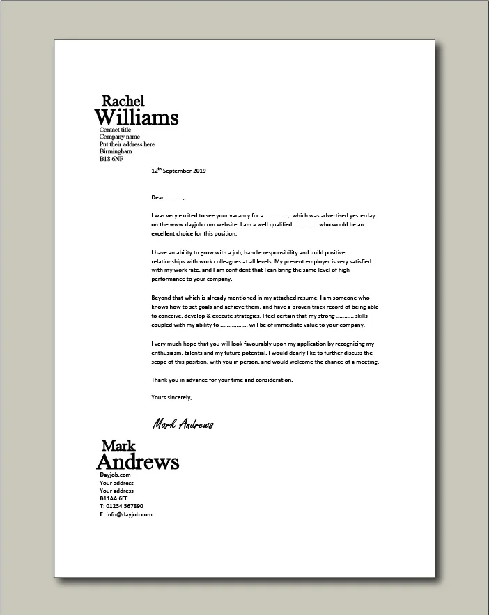 Free Cover letter example 3