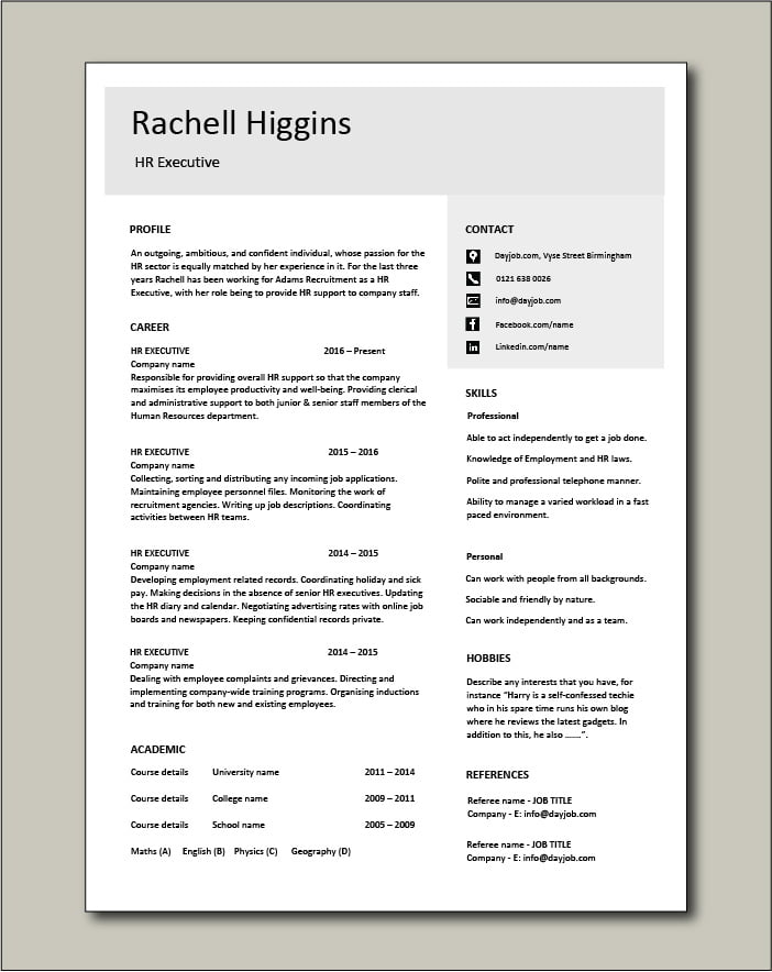 Hr Executive Resume Example Vrogue co