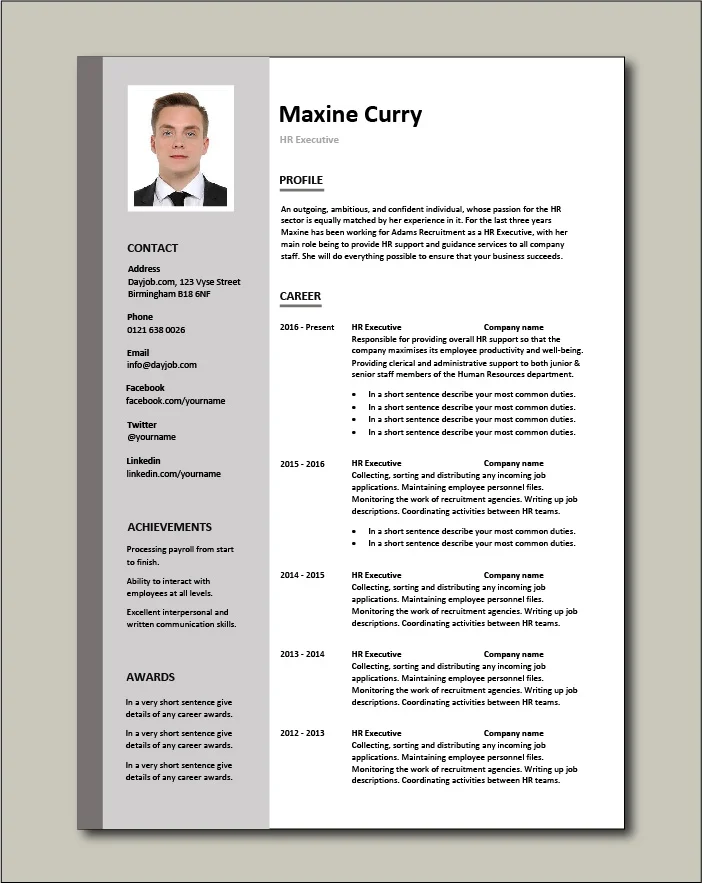 HR Executive CV - 2 page