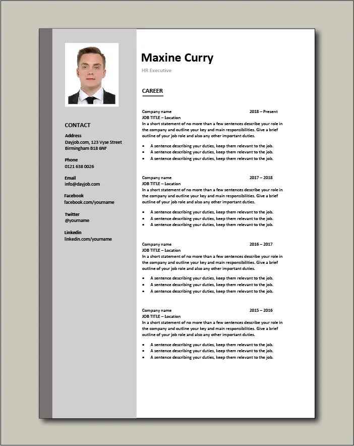HR Executive CV - Career