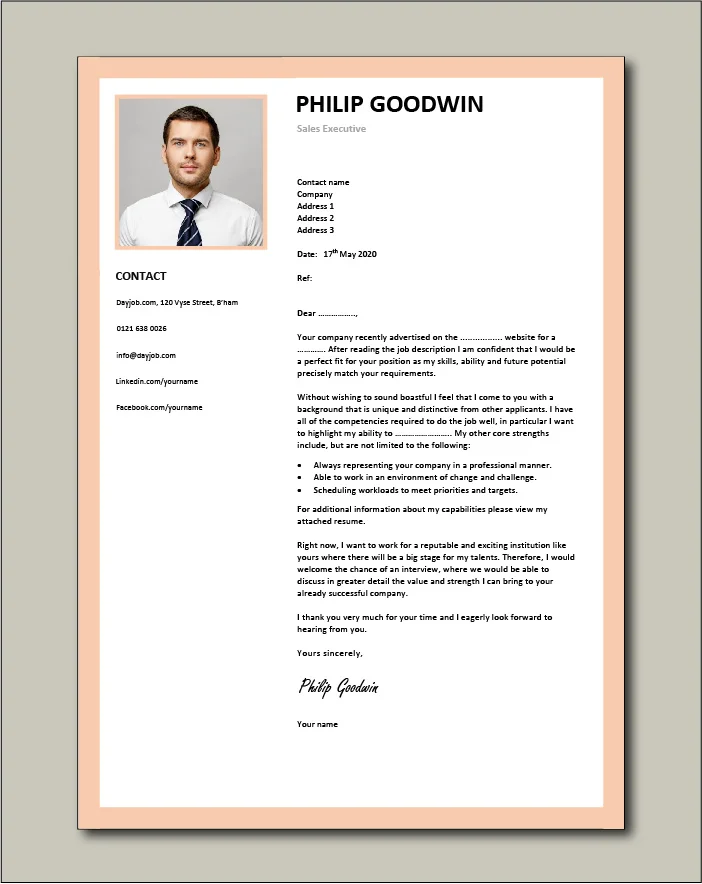 Sales Executive Cover letter