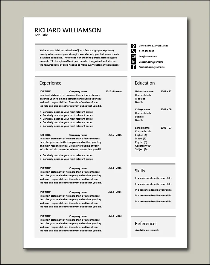 CV template 55 - 1 page