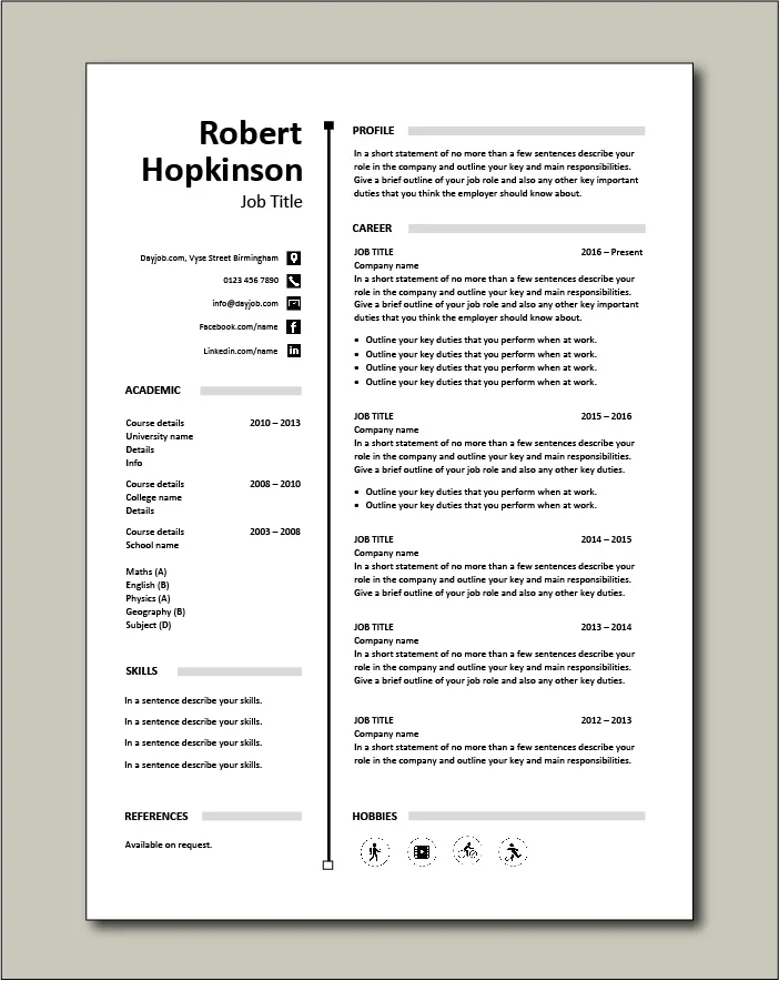 CV template 56 - 1 page