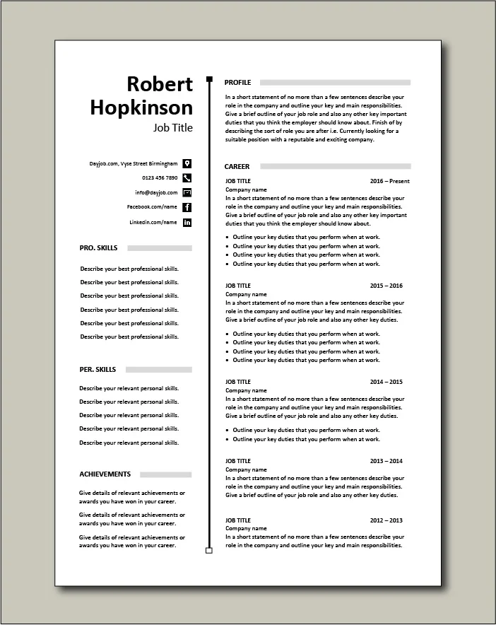 CV template 56 - 2 pages