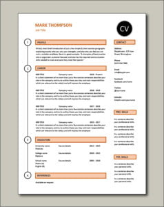 Example Cv Not Digital No Photo CV templates