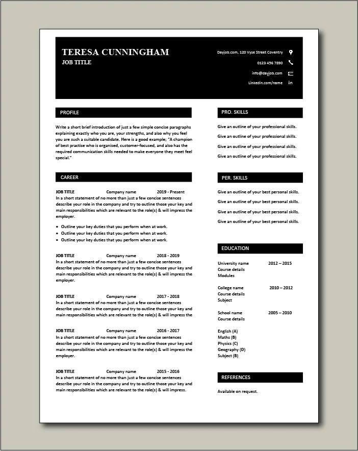 Free CV template 52