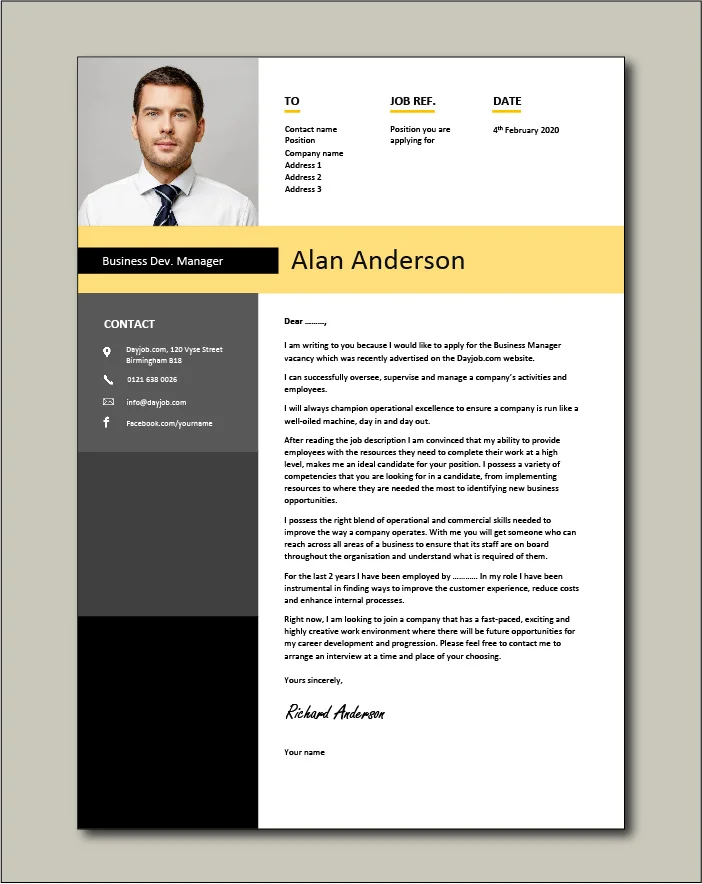 Business Development Manager Cover letter
