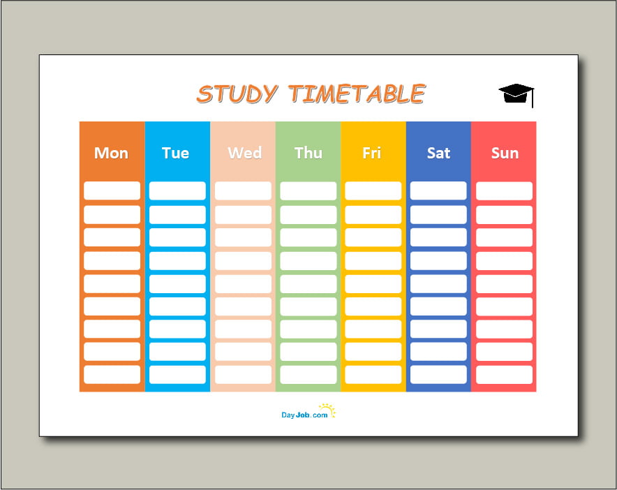 Revision Timetable Template Online Free Gcse Blank Printable